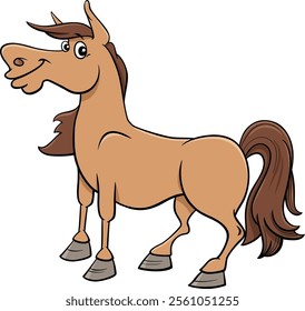 Cartoon illustration of funny horse farm animal character