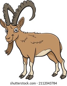 Cartoon illustration of funny ibex comic animal character