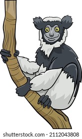 Cartoon illustration of funny indri animal character