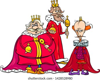 Cartoon Illustration of Funny Kings Fairy Tale Fantasy Characters Group