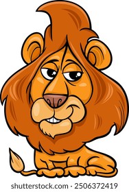 Cartoon illustration of funny lion wild animal character