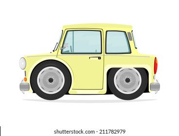 Cartoon illustration of funny little car. Vector 