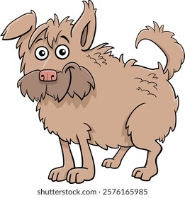 Cartoon illustration of funny little shaggy dog comic animal character