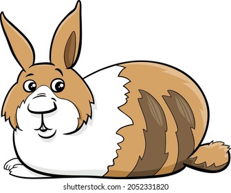 Cartoon illustration of funny lying dwarf rabbit comic animal character