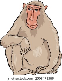 Cartoon illustration of funny macaque primate animal character