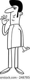 Cartoon illustration of funny man Comic character waving hand coloring page