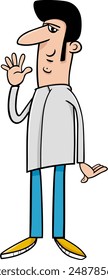 Cartoon-Illustration des lustigen Mannes Comic-Charakter winkende Hand