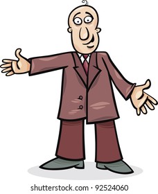 cartoon illustration of funny man in suit