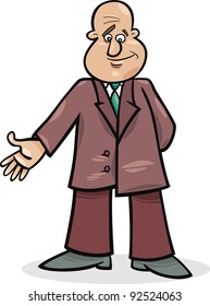 cartoon illustration of funny man in suit