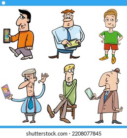Cartoon illustration of funny men comic characters set