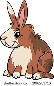 Cartoon illustration of funny miniature rabbit comic animal character