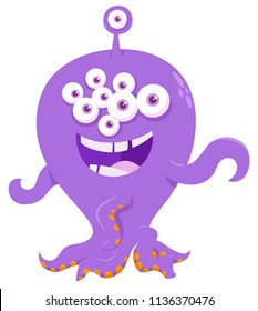 Cartoon Illustration of Funny Monster or Weird Animal Creature