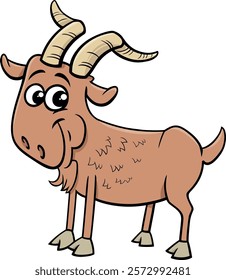 Cartoon illustration of funny mountain goat animal character