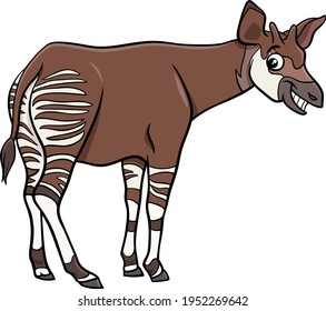 Cartoon illustration of funny okapi comic animal character