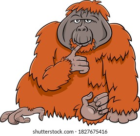 Cartoon Illustration Funny Orangutan Ape Wild Animal Character