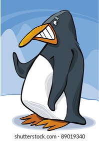 cartoon illustration of funny penguin