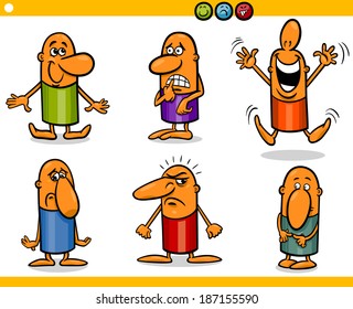 Cartoon Illustration of Funny People Emotions or Expressions Characters Set