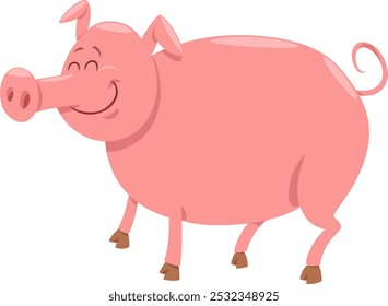 Cartoon illustration of funny pig farm animal character