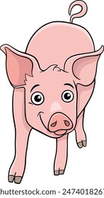 Cartoon illustration of funny piglet farm animal character