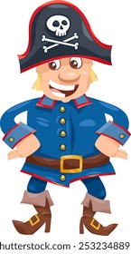 Cartoon illustration of funny pirate or corsair fantasy character