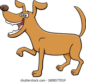 Cartoon Illustration of Funny Playful Dog Comic Animal Character
