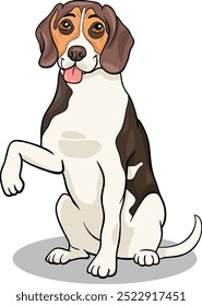 Ilustración de dibujos animados de divertido perro Beagle de raza pura personaje animal