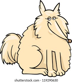 Cartoon Illustration of Funny Purebred Eskimo Dog or Spitz