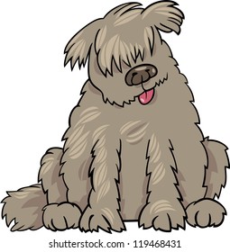 Cartoon Illustration of Funny Purebred Newfoundland Dog or Labrador Doodle or Briard