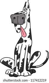 Cartoon Illustration of Funny Purebred Spotted Harlequin Dog