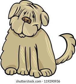 Cartoon Illustration of Funny Purebred Tibetan Terrier Dog or Labrador Doodle or Briard