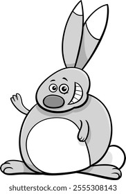 Cartoon illustration of funny rabbit animal character waving his paw