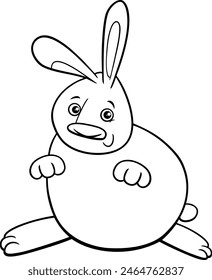 cartoon illustration of funny rabbit or bunny comic animal character coloring page