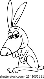 Cartoon illustration of funny rabbit or bunny animal character coloring page