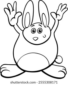 Cartoon illustration of funny rabbit or bunny comic animal character coloring page