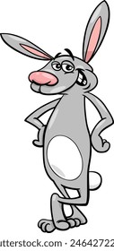 Cartoon illustration of funny rabbit comic animal character