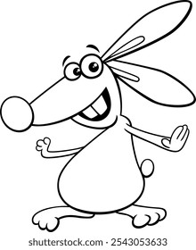 Cartoon illustration of funny rabbit comic animal character coloring page