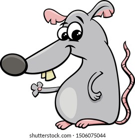 Cartoon Illustration of Funny Rat or Mouse Comic Animal Character