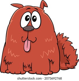 Cartoon illustration of funny red shaggy dog comic animal character