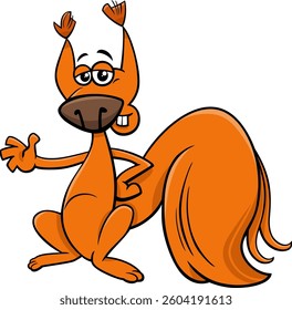 Cartoon illustration of funny red squirrel animal character