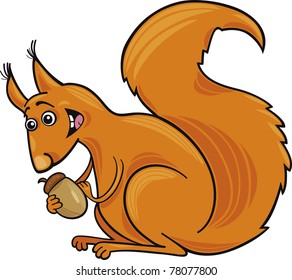 Cartoon illustration of funny red squirrel