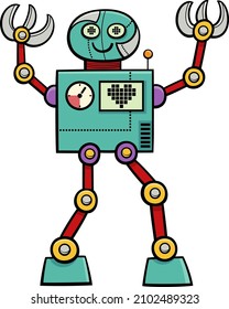 Cartoon illustration of funny robot comic fantasy character