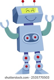 Cartoon illustration of funny robot fantasy character