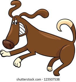 Cartoon Illustration of Funny Running Playful Dog