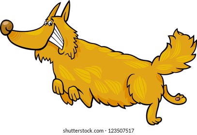 Cartoon Illustration of Funny Running Shaggy Dog