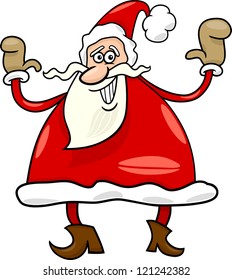 Cartoon Illustration of Funny Santa Claus or Papa Noel or Father Christmas