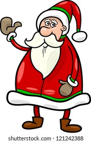 Cartoon Illustration of Funny Santa Claus or Papa Noel or Father Christmas