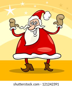 Cartoon Illustration of Funny Santa Claus or Papa Noel or Father Christmas