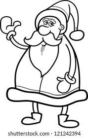 Cartoon Illustration of Funny Santa Claus or Papa Noel or Father Christmas for Coloring Book