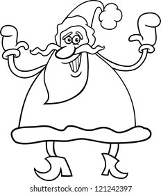 Cartoon Illustration of Funny Santa Claus or Papa Noel or Father Christmas for Coloring Book