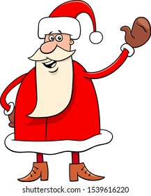 Cartoon Illustration of Funny Santa Claus Christmas Character